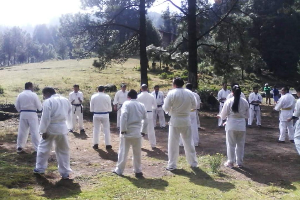 Practice circle in the forest during the camp